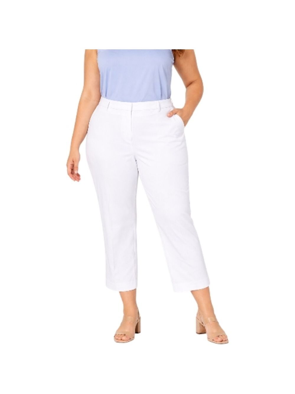 Investments White Crop Pants 5th Ave Fit Secret Support Size 14 NWT